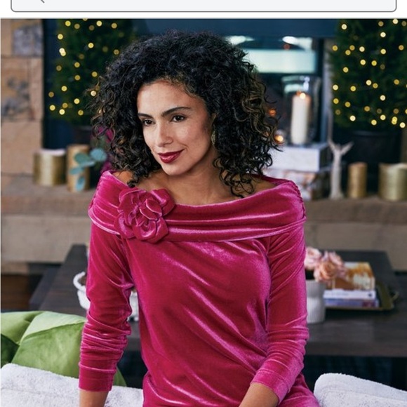 Soft Surroundings Pink Draped Blouse LARGE - Picture 2 of 7